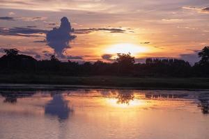 landscape sunset at small lake photo