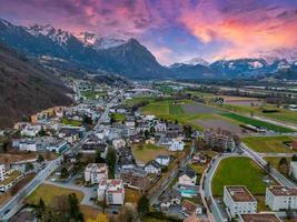 Aerial view of Vaduz, the capital of Liechtenstein photo