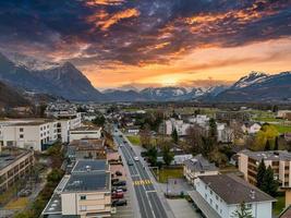 Aerial view of Vaduz, the capital of Liechtenstein photo