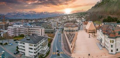 Aerial view of Vaduz, the capital of Liechtenstein photo