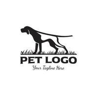 Isolated Dog Silhouette On White Background. Vector objects for Labels, Badges, Logos and other Designs. Dog Logo, Hunter Logo, Hunting Dog, Dog Icon, Dog Silhouette.