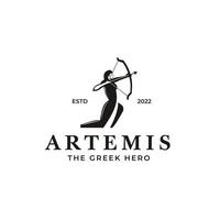 diosa griega artemisa con logo de arco y flecha.