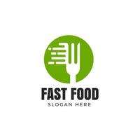 Fast fork icon logo design template for food delivery service of fast food restaurant vector