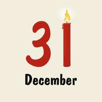 Waiting for the New Year. December 31 with a red burning candle vector