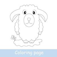 Cute cartoon bull coloring page. Learn to draw animals. Vector line art, hand drawing. Coloring book for children