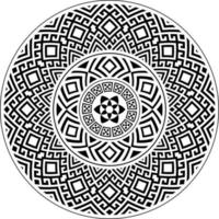 Tribal Polynesian mandala design, geometric Hawaiian tattoo style pattern vector ornament in black and white.