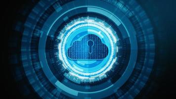 HUD and Digital Cloud Computing of Cyber Security, Digital Data Network Protection, Future Technology Network Background Concept. photo