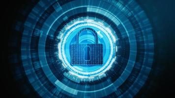 HUD and Lock Icon cyber security of digital data network protection, Future Technology Network Background Concept photo