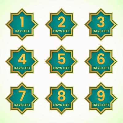 islamic countdown number days left badge design