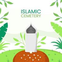 tumba musulmana del cementerio islámico con ilustración de vector de lápida para conmemorar a la persona