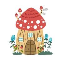 Forest house mushroom fly agaric vector