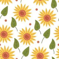 Pattern bright yellow sunflowers vector