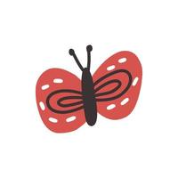 Red decorative butterfly doodle vector