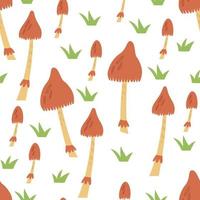 Pattern forest mushrooms toadstools vector