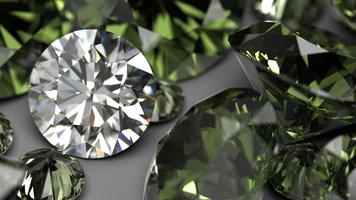 grupo de gemas 3d renderizadas en actinolita y diamante