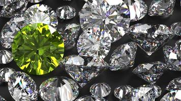 group of gems 3d rendered in diamond and peridot photo