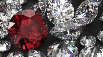 group of gems 3d rendered in diamond and ruby photo