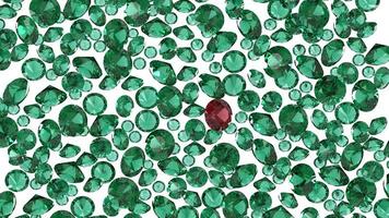 group of gems 3d rendered in emerald and ruby photo