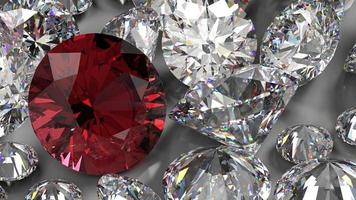 group of gems 3d rendered in diamond and ruby photo