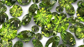 grupo de gemas 3d renderizado en peridoto foto
