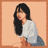 Young beautiful girl vector illustration