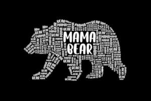 mamá oso día de la madre nube de palabras diseño de camiseta vector