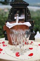 Wedding day details, the wine glass in celebrate day photo