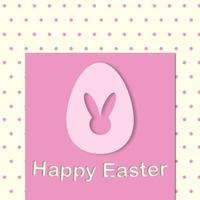 Happy Easter greeting card. Easter egg shape with bunny ears silhouette. A paper card in a craft paper cut style with egg layers and rabbit. photo