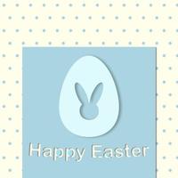 Happy Easter greeting card. Easter egg shape with bunny ears silhouette. A paper card in a craft paper cut style with egg layers and rabbit. photo