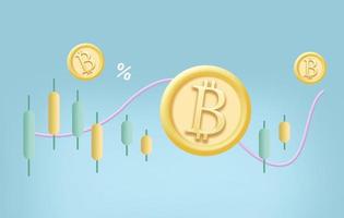 Coin with graph digital marketing concept 3d illustration photo