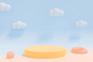 3D rendering scene with podium and abstract background. podium for cosmetic product presentation. photo