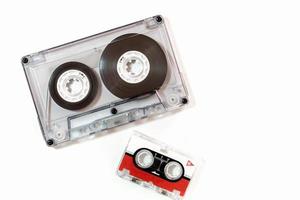 Different sizes of audio cassette tape isolated photo