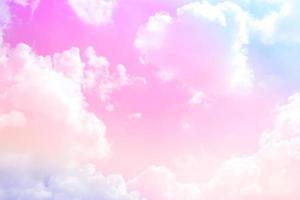 beauty sweet pastel pink blue colorful with fluffy clouds on sky. multi color rainbow image. abstract fantasy growing light photo