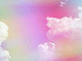 beauty sweet pastel red pink colorful with fluffy clouds on sky. multi color rainbow image. abstract fantasy growing light photo