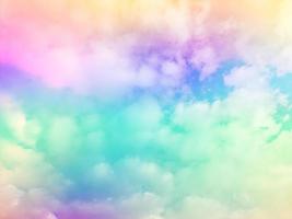 beauty sweet pastel pink green colorful with fluffy clouds on sky. multi color rainbow image. abstract fantasy growing light photo