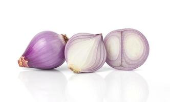 Red whole and sliced onion isolated on white background with Clipping Path.