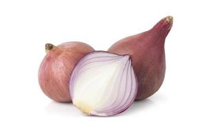 Red whole and sliced onion isolated on white background with Clipping Path. photo