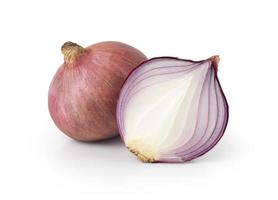 Red whole and sliced onion isolated on white background with Clipping Path. photo