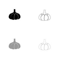 Garlic black and grey set icon . vector