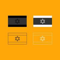 Flag of Israel set black and white icon . vector