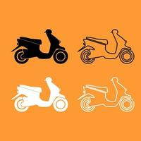 scooter conjunto de iconos en blanco y negro. vector