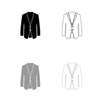 traje de negocios icono conjunto negro y gris. vector