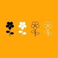 Flower black and white set icon. vector