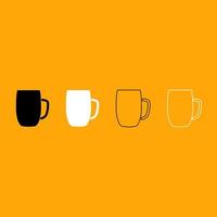 Beer mug black and white set icon. vector