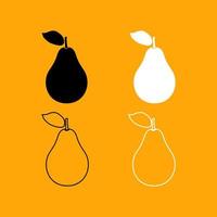 Pear black and white set icon. vector