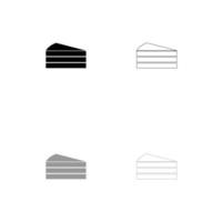 Piece of cake black and grey set icon . vector