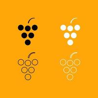 Grape set black and white icon . vector