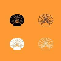 Shell black and white set icon . vector