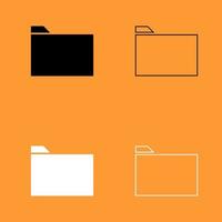 Folder black and white set icon . vector