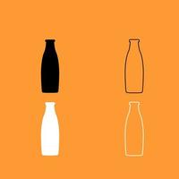 Bottle black and white set icon . vector